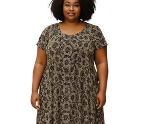 Glamour 18W Women's Short Sleeve Maxi Black  Sun Dress Plus Size 2X 2XL XXL